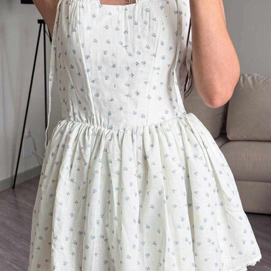 Fresh Floral Pleated Sexy Mini Dress